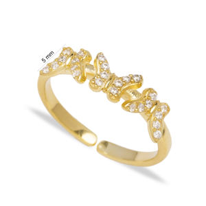 Bague réglable en forme de trois papillons pour femmes, bijoux en argent Sterling 925 turc, nouvelle tendance populaire - Product Image 2