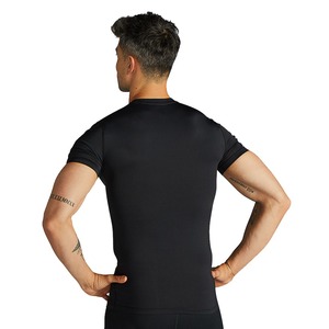 2025 chemise de compression de gymnastique en microfibre avec logo personnalisé séchage rapide 100% coton t-shirt de course musculaire à manches courtes surdimensionné pour hommes - Product Image 3