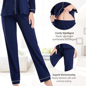 Set pigiama in due pezzi Comfort classico da donna con abito morbido elastico in vita con Logo personalizzabile MOQ 5 pezzi ODM - Product Image 3