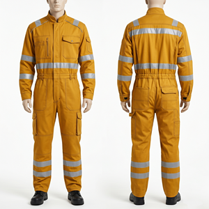 Combinaison de sécurité réfléchissante en sergé de polycoton gris premium 245 GSM, vêtements de travail industriels, logo personnalisé - Product Image 5
