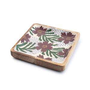 Plato de servicio decorativo de resina esmaltada de madera de Mango DISEÑO DE Oasis bandeja de madera cuadrada hecha a mano para decoración del hogar cocina comedor - Product Image 1