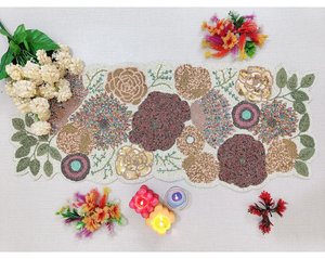 Chemin de table perlé broderie directe d'usine pour hôtels et mariages OEM motifs floraux personnalisables Vente en gros - Product Image 4