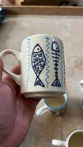 Mug en céramique 3D personnalisé avec motif citron marin peint à la main, fait main, passe au lave-vaisselle, emballage cadeau, idéal pour offrir - Product Image 5