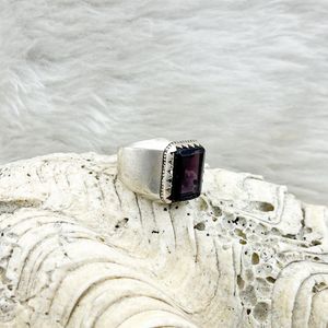 Wholesale <b>Black</b> Onyx Square <b>Ring</b> Fine Crystal Jewelry Rhodium Plated Silver Brass Oxidized <b>for</b> Gift Giving at Parties - Product Image 5