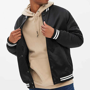 2025 chaqueta de bombardero para hombre con logotipo bordado personalizado 100% chaqueta de satén impermeable de poliéster nueva chaqueta de satén de talla grande para la universidad - Product Image 1