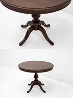 Elefante Accent Européen Amérique du Nord Noyer Vintage Table Ronde Piédestal Table Basse en Bois