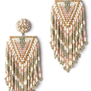 Boucles d'oreilles perlées à la main pour femmes et filles Design de goutte en perles de rocaille de luxe Nouveau style tendance de l'Inde - Product Image 5