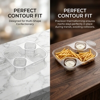 Barquette jetable personnalisée en plastique pour frites, 4 compartiments, qualité alimentaire, pour emporter, collation, poulet frit