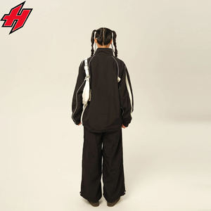 Combinaisons de jogging deux pièces vintage en nylon avec logo personnalisé ensemble coupe-vent avec fermeture éclair complète - Product Image 3