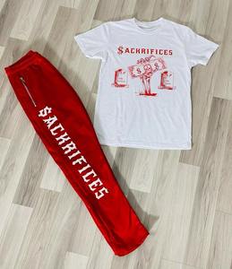 Ensemble 2 pièces T-shirt et Jogger Grande Taille en Tissu Sergé Vente en Gros Printemps Sportswear Ensemble Jumeau Homme Logo Personnalisé Imprimé Brodé Vintage - Product Image 3