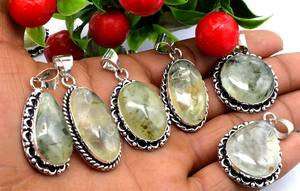 Collier Vintage en laiton pour femmes Prehnite Gemstone Hot Trending Fashion Pendentif pour les fêtes Assortiment de pierres naturelles Christian - Product Image 4