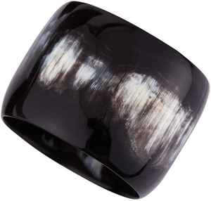 Bracelet jonc en corne de buffle tendance pour femme, bijou élégant en corne de vache avec incrustation de perles - Product Image 3