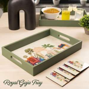 Bandeja de Servicio Cuadrada de Madera Hecha a Mano de Primera Calidad, Bandejas Decorativas Lacadas para Mesa de Centro con Asa para Decoración del Hogar y Servicio - Product Image 5