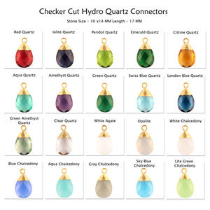 London Blue Quartz Faceted Pear Drop Connector DIY <b>Jewelry</b> <b>Findings</b> <b>Components</b> Gold Electroplated Charm Metal & Brass MM Size - Product Image 3