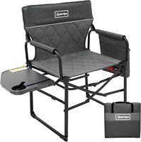 Grande chaise de pique-nique pliante moderne en acier inoxydable robuste avec poches latérales amovibles et tables latérales réglables pour une utilisation en extérieur