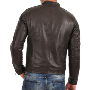 แจ็คเก็ตหนังแท้สั่งทำพิเศษ คอตั้ง แบบกลับด้านได้ สำหรับฤดูหนาว สไตล์ไฮสตรีท แจ็คเก็ตผู้ชาย โลโก้ด้านหน้า สไตล์มอเตอร์ไซค์และไบค์เกอร์ - Product Image 4