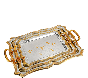 Bandejas modernas para servir de metal galvanizado en bandeja pulida personalizada y dorada para Decoración de mesa y uso de regalos - Product Image 5