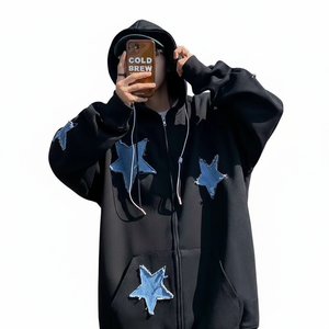 Hiver, qualité supérieure, fabricant, logo brodé personnalisé, sweat à capuche oversize à épaules tombantes, fermeture éclair, homme, 100% coton, polaire, confortable - Product Image 1