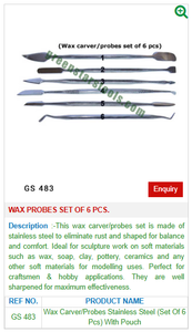 ชุด6ใหม่ GS 483ขี้ผึ้งโพรบเครื่องมือเครื่องประดับสแตนเลสสำหรับแกะสลักและดูแลเครื่องประดับ - Product Image 2