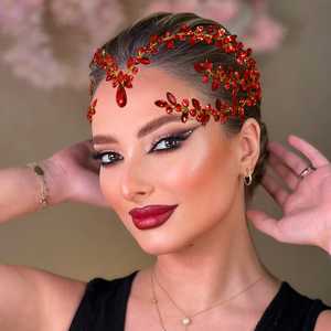 Bridella BHP599 Bandeau Rouge Strass Perles Cristaux Fleurs Confortable Ajustement Sécurisé Mariages Événements Formels Vie Quotidienne Élégant - Product Image 1