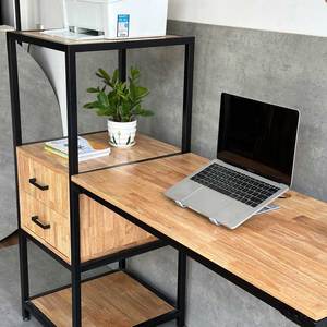 Estación de Trabajo BD68096 con Estante y Cajón Integrados, Acero y Madera con Madera de Caucho, Muebles de Oficina Prácticos y Elegantes - Product Image 6