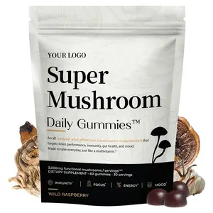 OEM Vegan Cordyceps Reishi Lions Mane Chaga смесь грибных жевательных резинок ноотропная добавка для мозга