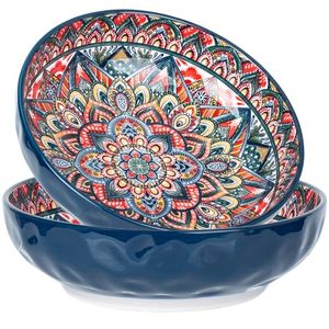 Ensemble de bols en porcelaine émaillée de style bohème marocain, écologiques, sans BPA, résistants à la chaleur, compatibles micro-ondes, compatibles lave-vaisselle, ensemble cadeau - Product Image 1