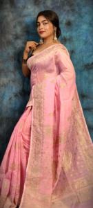 Sari en Khadi tissé à la main, léger, séchage rapide, teint uni, pour mariage, accessoires vestimentaires écologiques pour femmes - Product Image 4