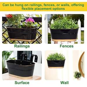 Jardinières décoratives d'extérieur en métal Baignoires énormes personnalisées et jardinières Pot de fleurs en fer galvanisé rustique - Product Image 6