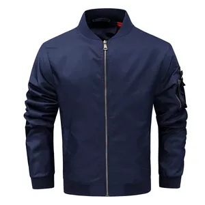 Blouson d'aviateur en toile de haute qualité pour hommes avec col montant conception unique de tache personnalisée couleur unie logo avant prix de gros - Product Image 6
