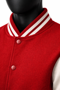 Chaqueta Varsity para Uso Diario, Chaqueta de Invierno, Chaquetas Varsity Rojas Personalizadas, Cuerpo de Lana, Mangas de Cuero PU, Marca Privada OEM - Product Image 4