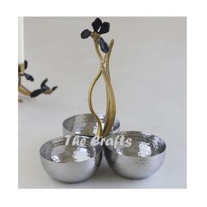 Tazón Decorativo de Acero Inoxidable y Latón con Diseño de Hojas, Forma Redonda, para Chocolate y Frutos Secos, a Bajo Precio - Product Image 6