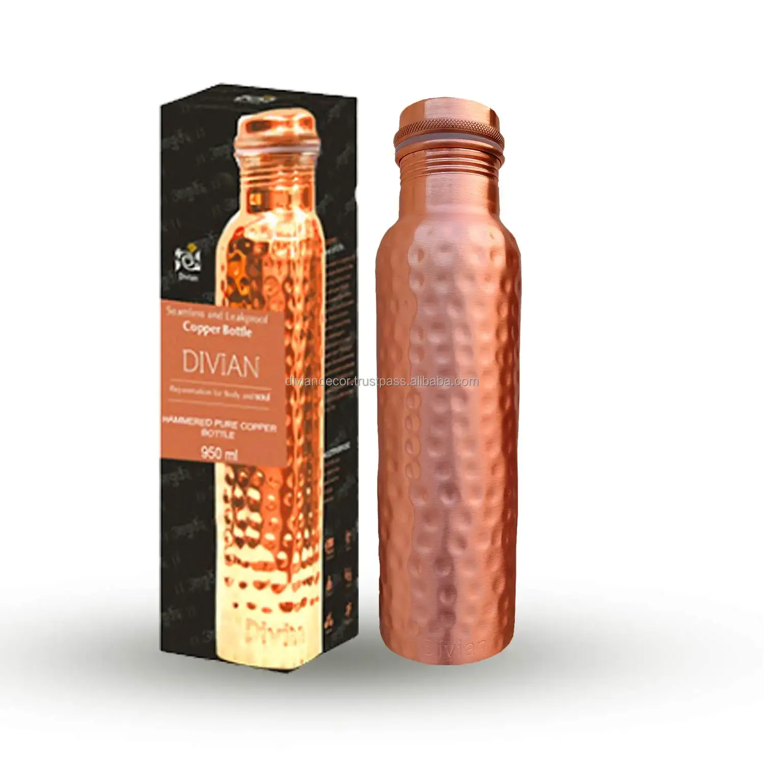 Hammered Copper Bottle Manufacturers From Moradabad 950ml Drinking Gym Sports Water Bottle For Home Kitchen Pure Copper Bottle
