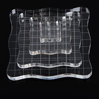 4 blocs de tampons avec grille et poignée, ensemble de blocs d'estampage en acrylique transparent Outils d'estampage essentiels pour l'artisanat du scrapbooking