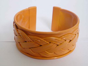 Brazalete de Cobre Trenzado con Esmalte Naranja Hecho a Mano de Alta Calidad y Estilo Moderno para Mujer, Elegante Brazalete Étnico - Product Image 3
