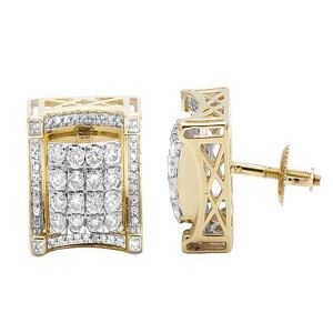 Moissanite Diamond Studded In Sterling <b>Silver</b> Custom Stud <b>Earring</b> For Women <b>Wedding</b> Wear - Product Image 2