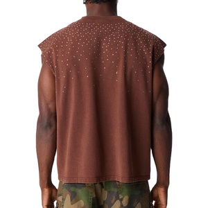 Custom <b>Rhinestone</b> Design Unisex Fashion Oversized Breathable High Quality New Arrival Tank <b>Top</b> Solid Color Cotton Tank <b>Top</b> - Product Image 5