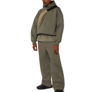 Ensemble de sweats à capuche et pantalons de survêtement zippés personnalisés Survêtements vierges surdimensionnés 100% coton pour hommes - Product Image 4