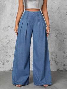 Pantalones y pantalones de mujer de alta calidad Blue Denim Slim Fit Vintage Casual Fashion Ventas completas - Product Image 4