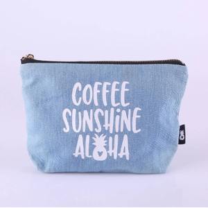 Pochette de maquillage de voyage Portable tissu gras coton toile unie tissu éponge avec étui à cosmétiques à fermeture éclair pour un rangement pratique - Product Image 2