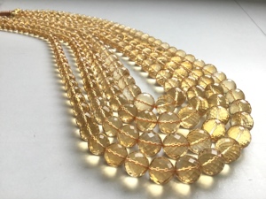 สร้อยคอทรงกลมพลอยซิทรินทรงเช็คเกอร์คัท ลูกปัดพลอยธรรมชาติสำหรับทำเครื่องประดับชั้นดี - Product Image 5