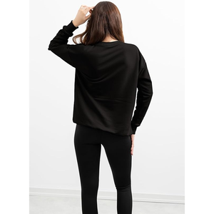 Sweat-shirt surdimensionné pour femme avec décoration pailletée manches longues et col zippé pulls décontractés à épaules tombantes - Product Image 3