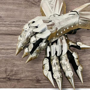 Paire de gants gantelets médiévaux Armure de chevalier Costume d'Halloween en acier - Product Image 2