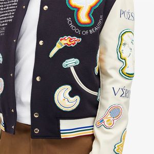 Men's High Quality Polyester/Cotton Chenille Varsity Jacket Custom <b>Hip</b> Hop Spring Windproof Waterproof Front Logo - Product Image 5