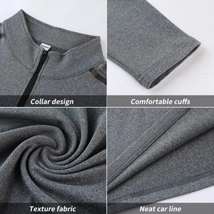 Camisas de los hombres de manga larga cuarto cremallera atlética Fitness camiseta al por mayor hombres gimnasio deporte Camiseta camiseta para hombres - Product Image 4