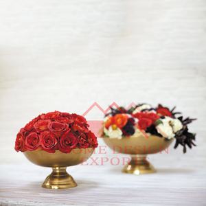 Wedding Decor Golden Pedestal Flower Bowl <b>Vase</b> for Wedding Centerpieces High Quality Metal Compote Flower Bowl Pedestal Base - Product Image 1