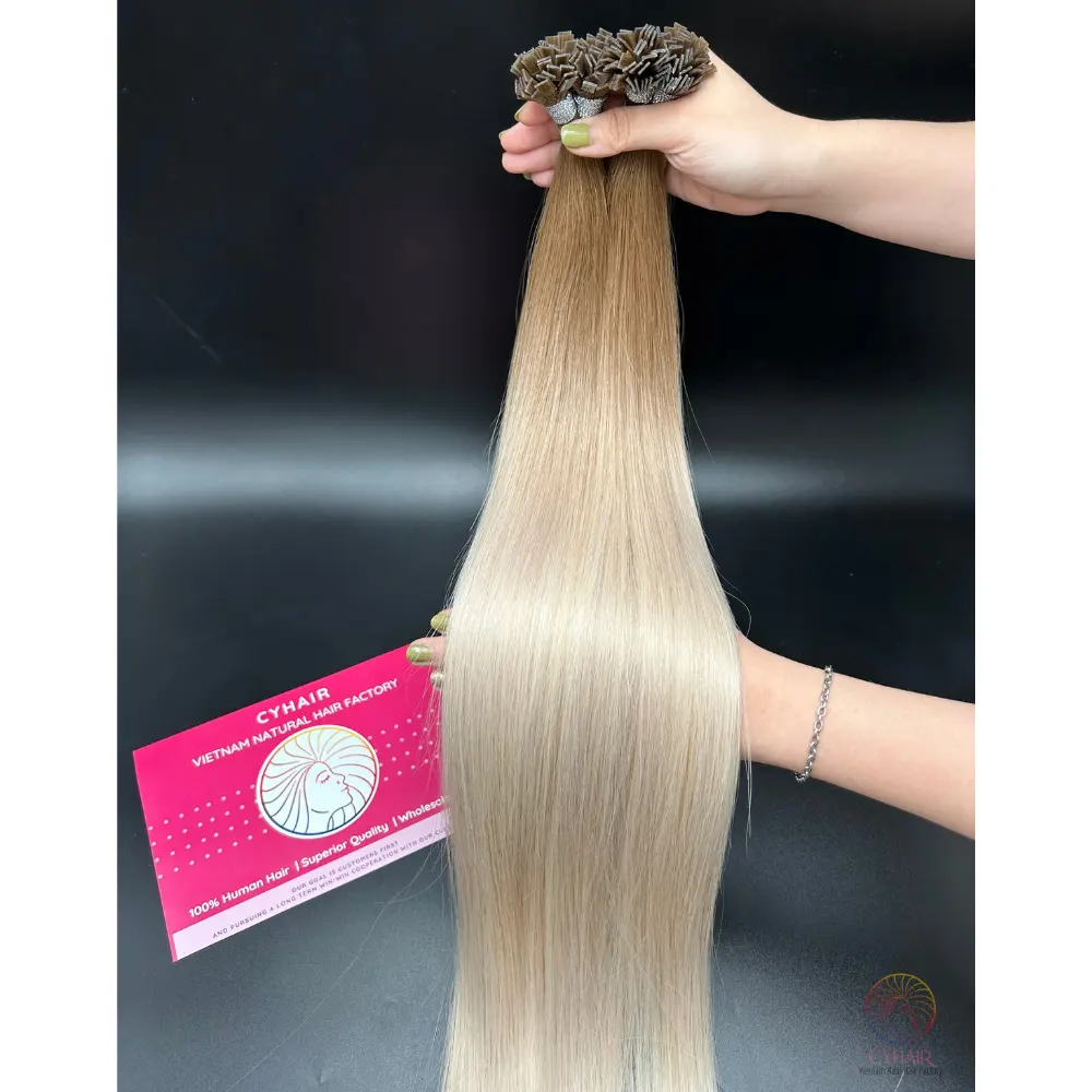 Gute Qualität Rohe vietnam esische Haar verlängerungen Echthaar Wurzeln Platin Farbe 26 Zoll 65 cm SDD Flat Tip Haar verlängerungen