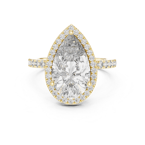 Anillo de Oro de 18k Clásico con Diamante Cultivado en Laboratorio, Corte Pera Redondo, para Mujer, Certificado, Regalo de Aniversario de Bodas - Product Image 4