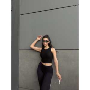 Soutien-gorge de sport à col halter en tissu ottoman - Product Image 4