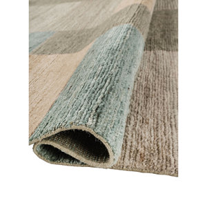 Alfombra Grande de Lana Anudada a Mano, Color Verde, Diseño Abstracto Re-1614, Rectangular, para Sala de Estar, Pasillo, Alfombra Tipo Rompecabezas - Product Image 2